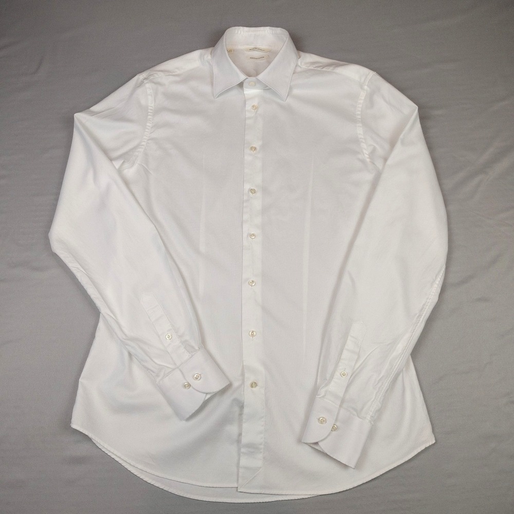 SuitSupply Mens 16.5 42L White Egyptian Cotton Albini 1876 Tailored Fit Shirt